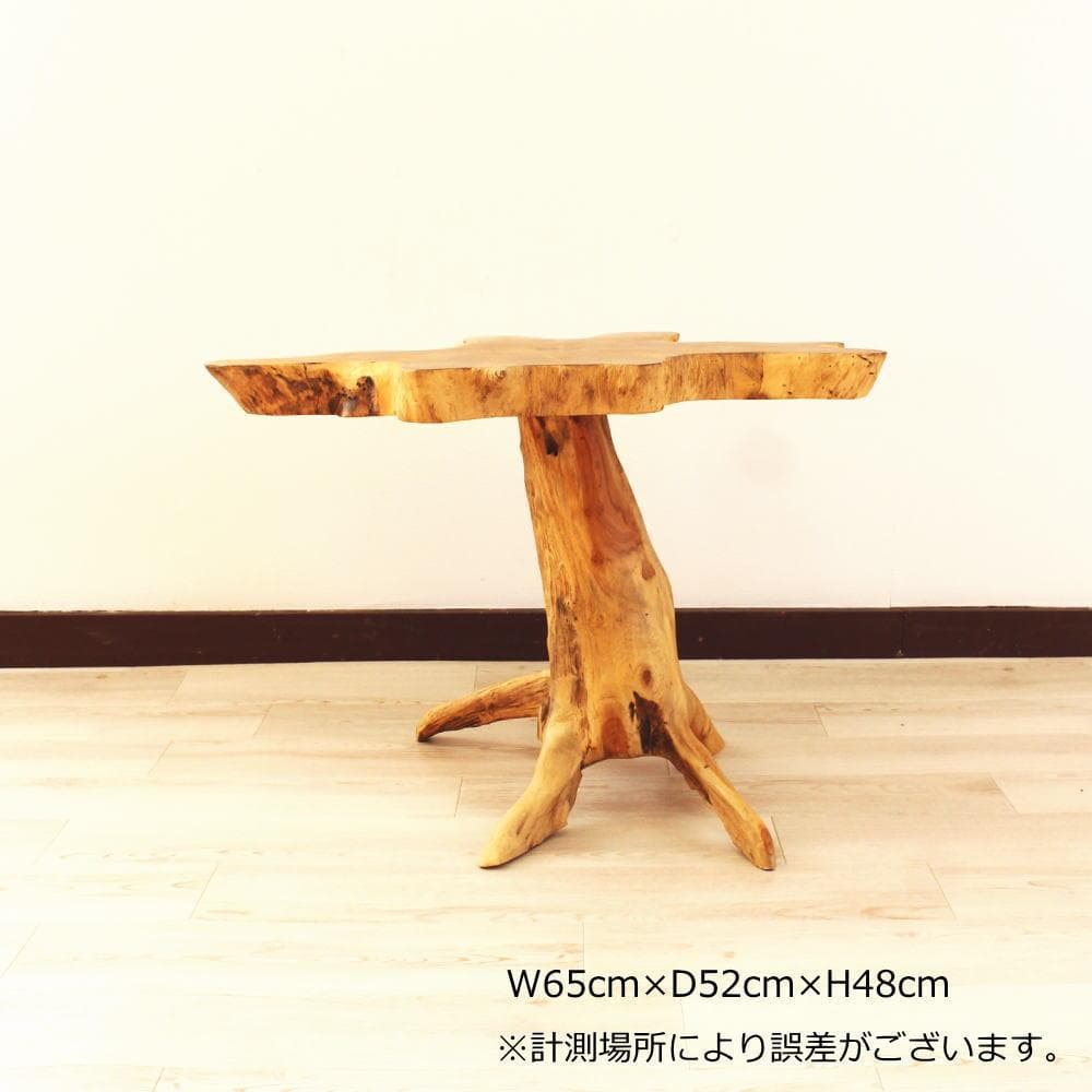 在庫処分 １点もの 木製 テーブル チーク材 天然木 一枚板 切り株 根 3