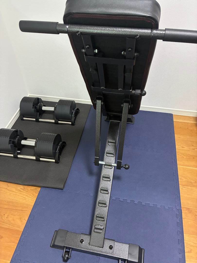 現地渡し】フレックスベル32kg 可変ダンベル トレーニングベンチ フロアマット