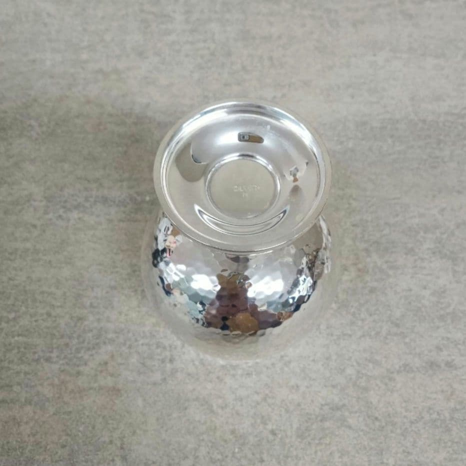 純銀カップ 金色内側 ハンマード仕上げ　silver刻印インテリアシルバー製