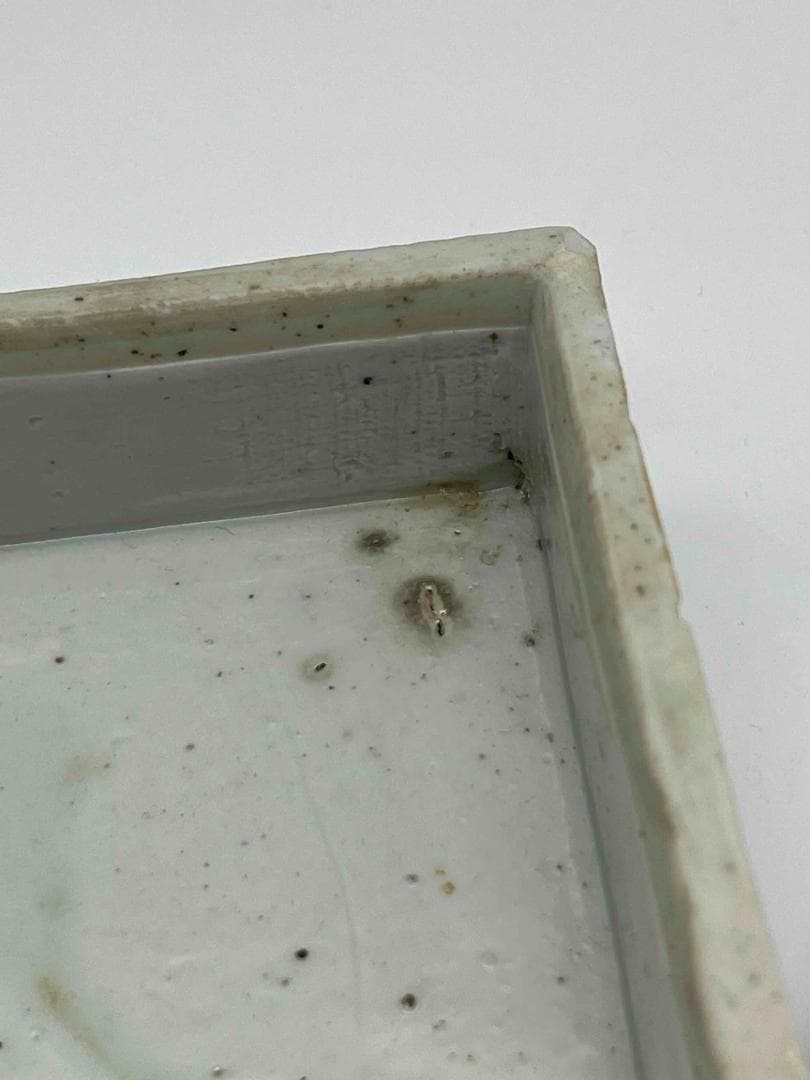 清雍正時代 染付 青花祥瑞花卉文四方印泥盒 蓋盒 香盒 文房香合(A-68)