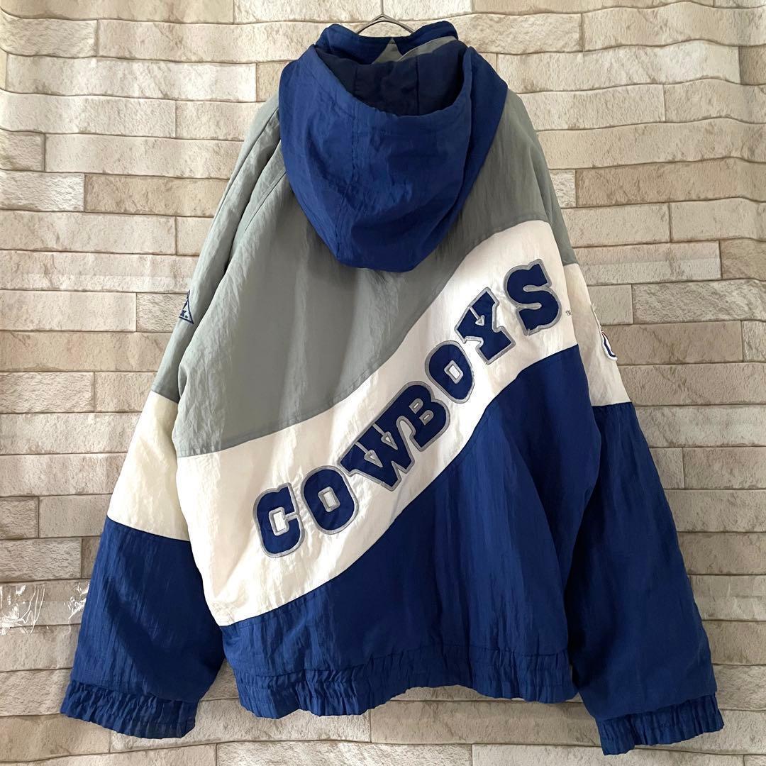 NFL 中綿ジャケット 刺繍ロゴ COWBOYS 裏地キルティング 青 白 M