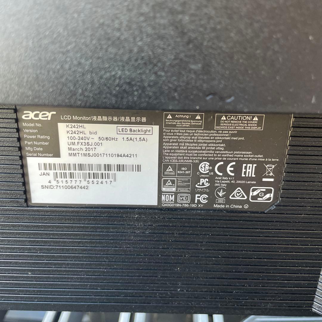 （107）Acer K242HL LEDモニター 本体