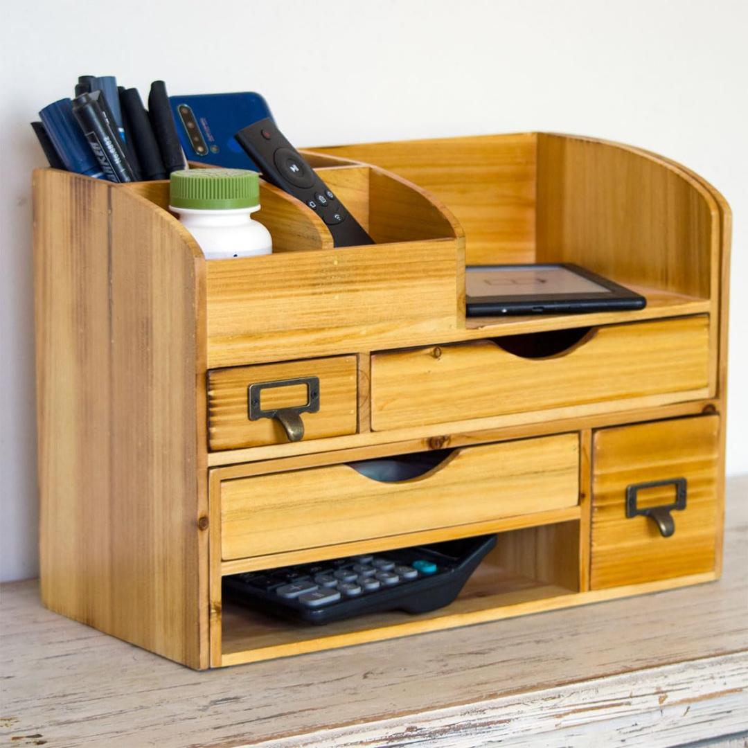 小物入れ 卓上 自由自在 木製デスクオーガナイザー 伸縮