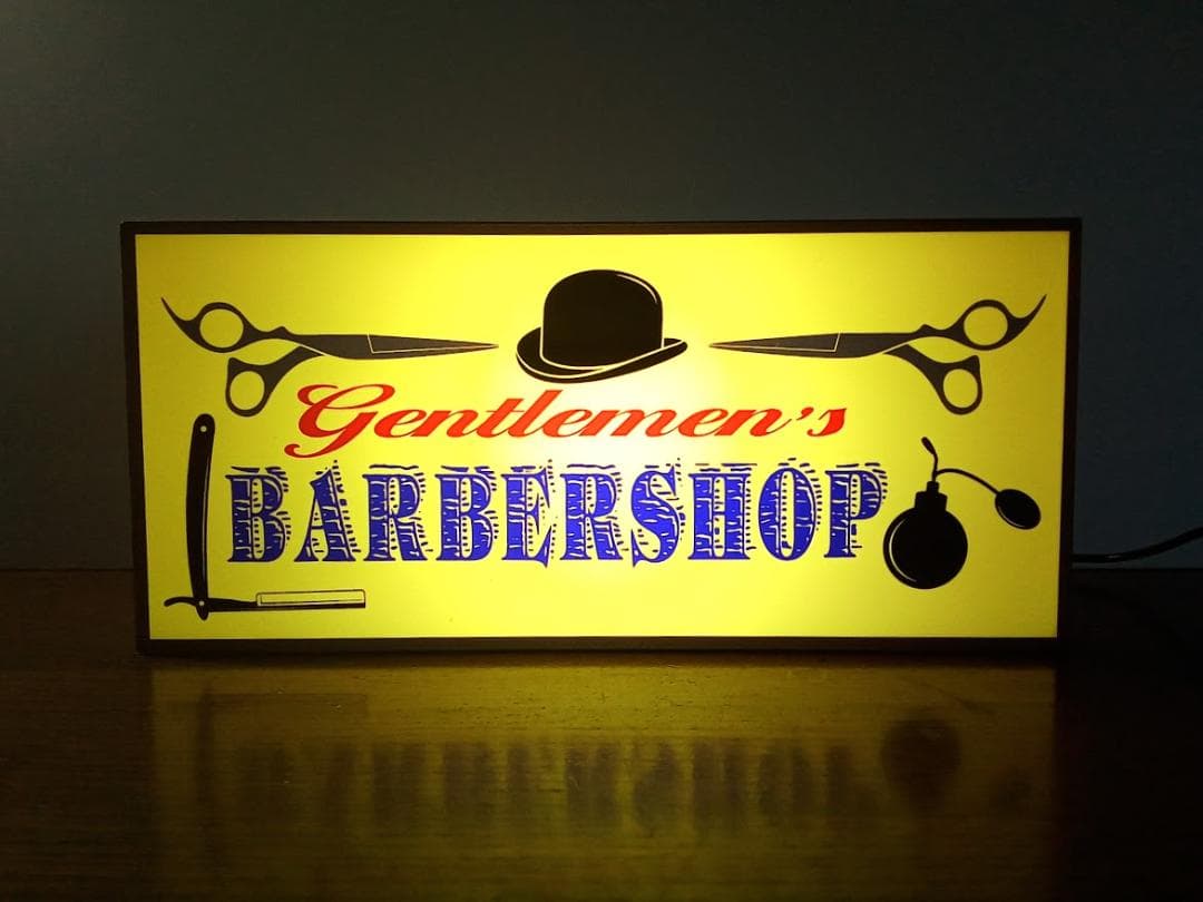 【Mサイズ】バーバー 理容室 ヘアーサロン 帽子 看板 置物 雑貨 ライトBOX