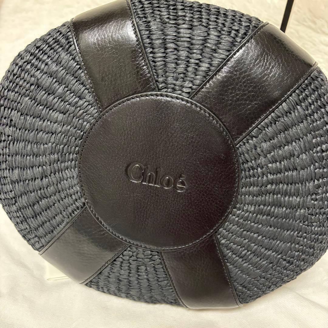 海　【美品】【Chloe】WOODY ペーパー ラージバスケット