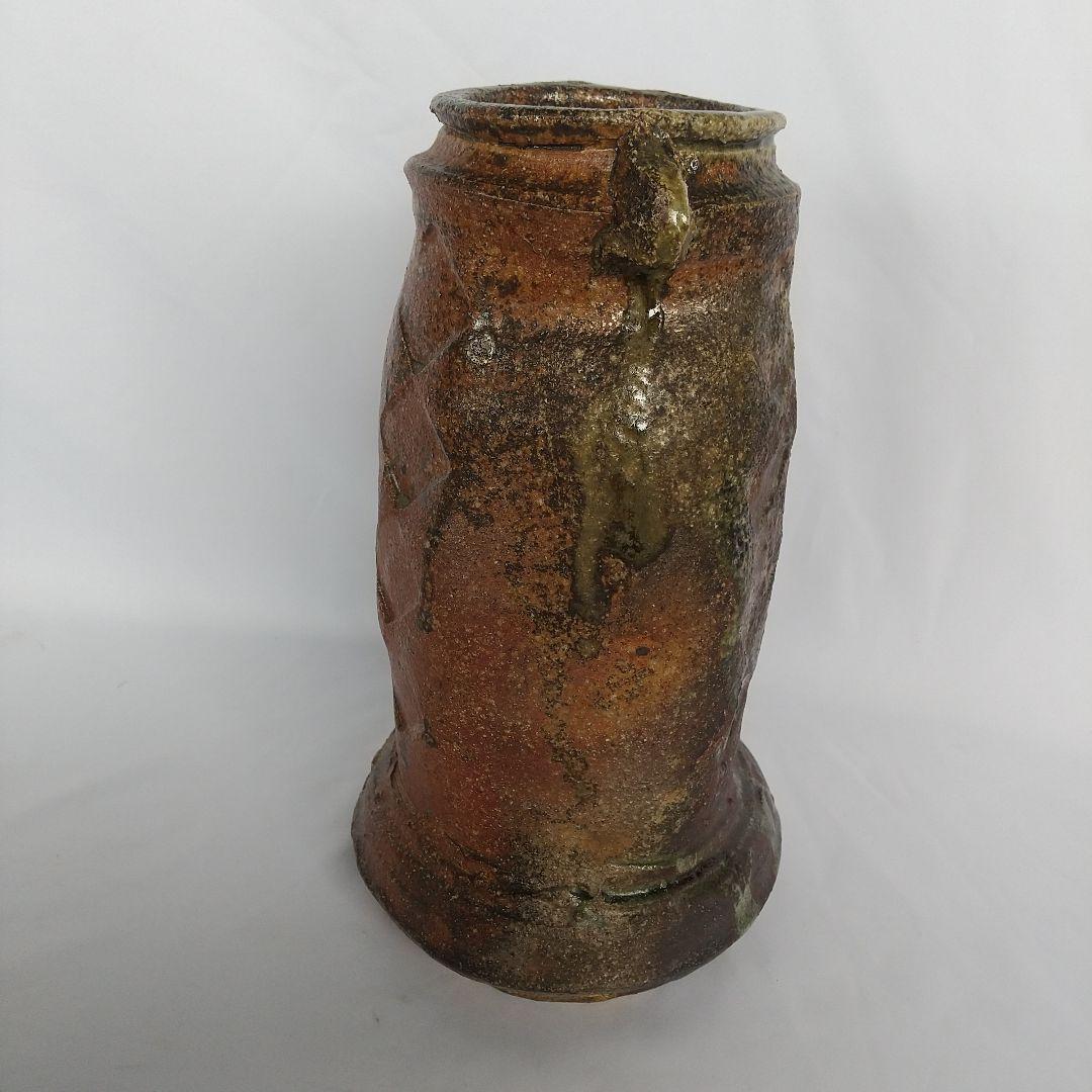 廣永窯　坪島土平　古伊賀花入　耳付　共箱　長期保管品