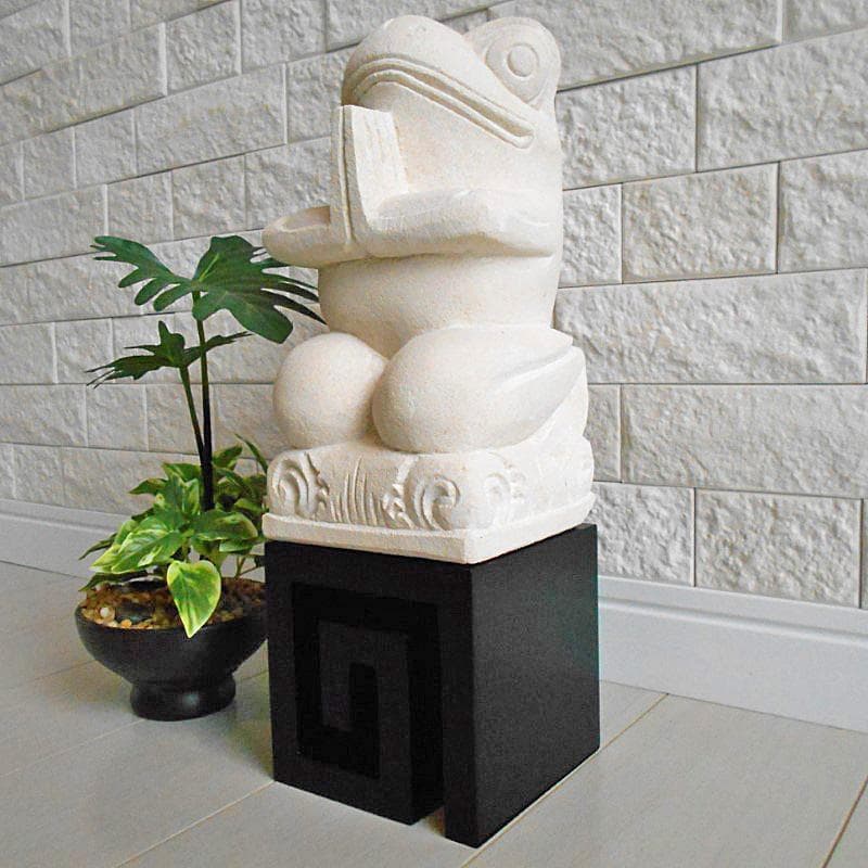 石像 お祈りかえる 渦巻き スクエア 飾り台 セット♪ スパ バリスパ エステ