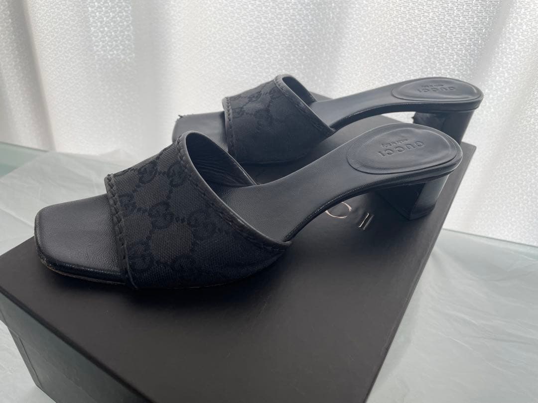 GUCCI グッチ　ミュール　GG柄　ブラック　サンダル　箱袋付き