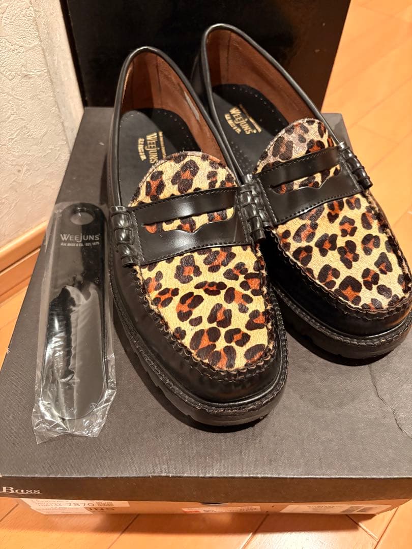 「美品 箱付き」G.H. Bass BA1509 ブラック＆レオパード 9