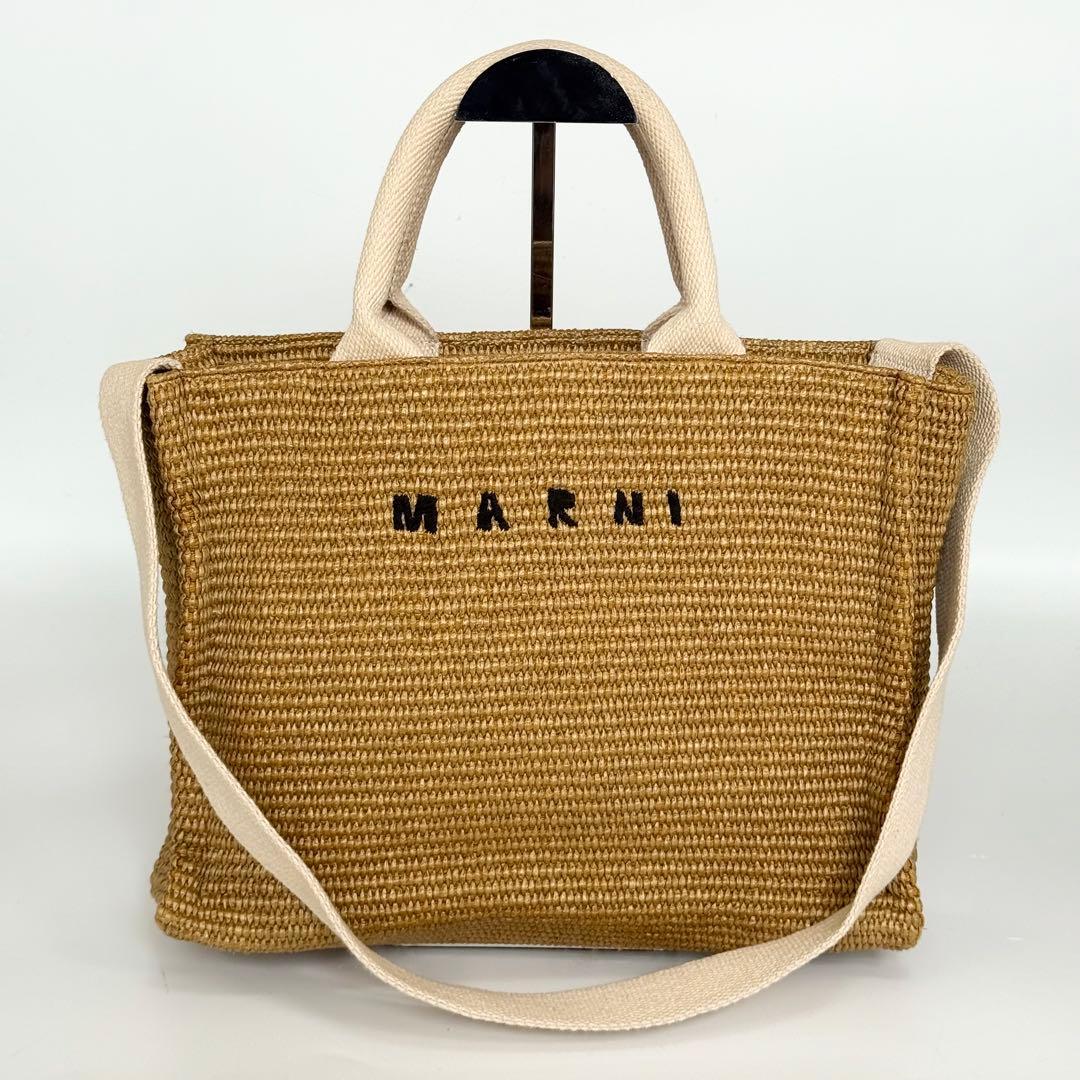 人気　MARNI マルニ　ラフィア　エフェクト　スモール　トートバッグ　ストロー