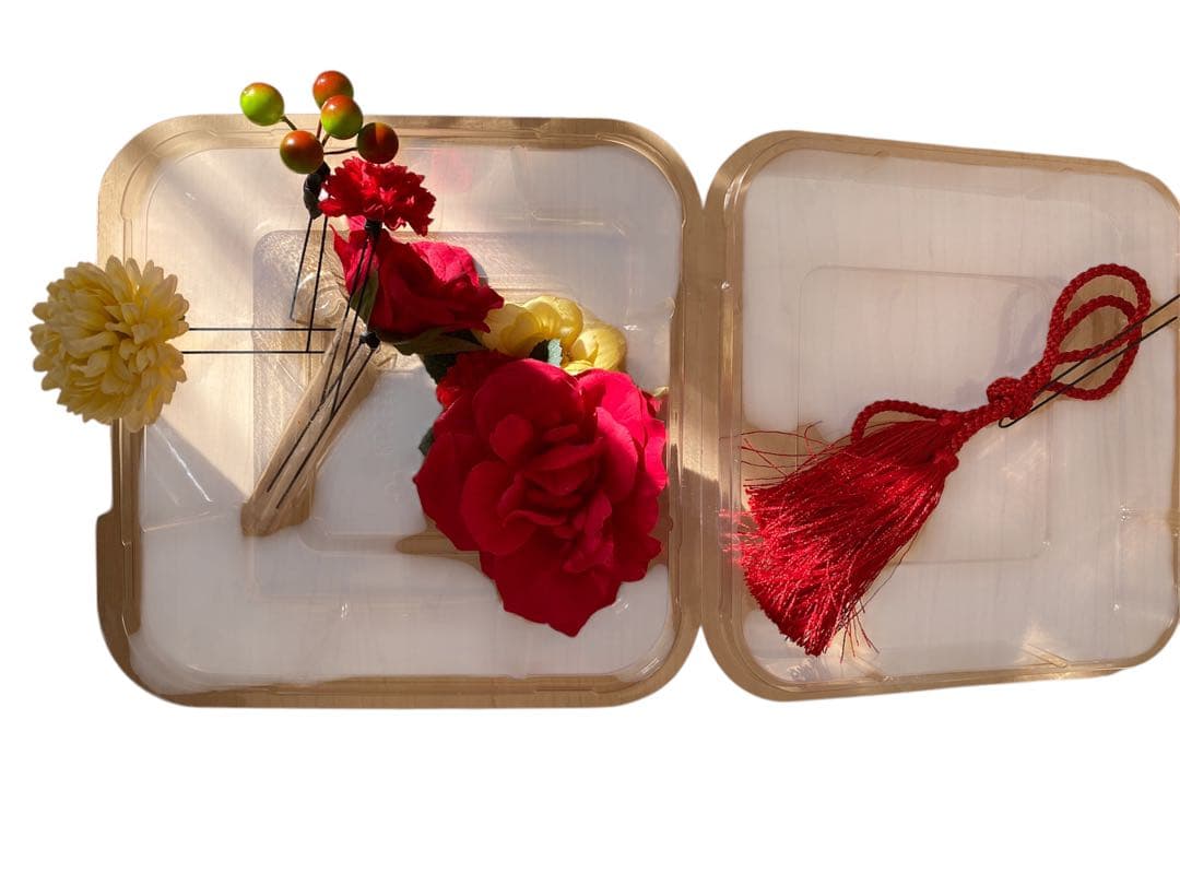 成人式・和装用バッグと草履・髪飾りセット（ファー付）