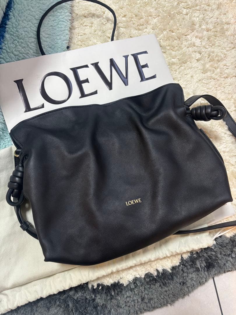 LOEWE フラメンコ ブラックレザー ショルダーバッグ