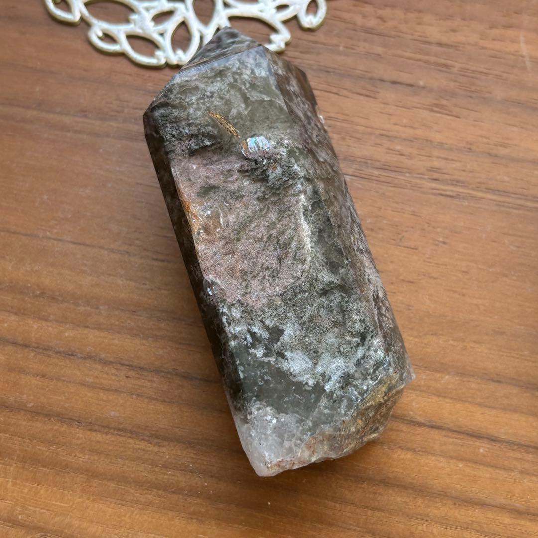 天然石 四季ガーデンクォーツ ポイント置物247g