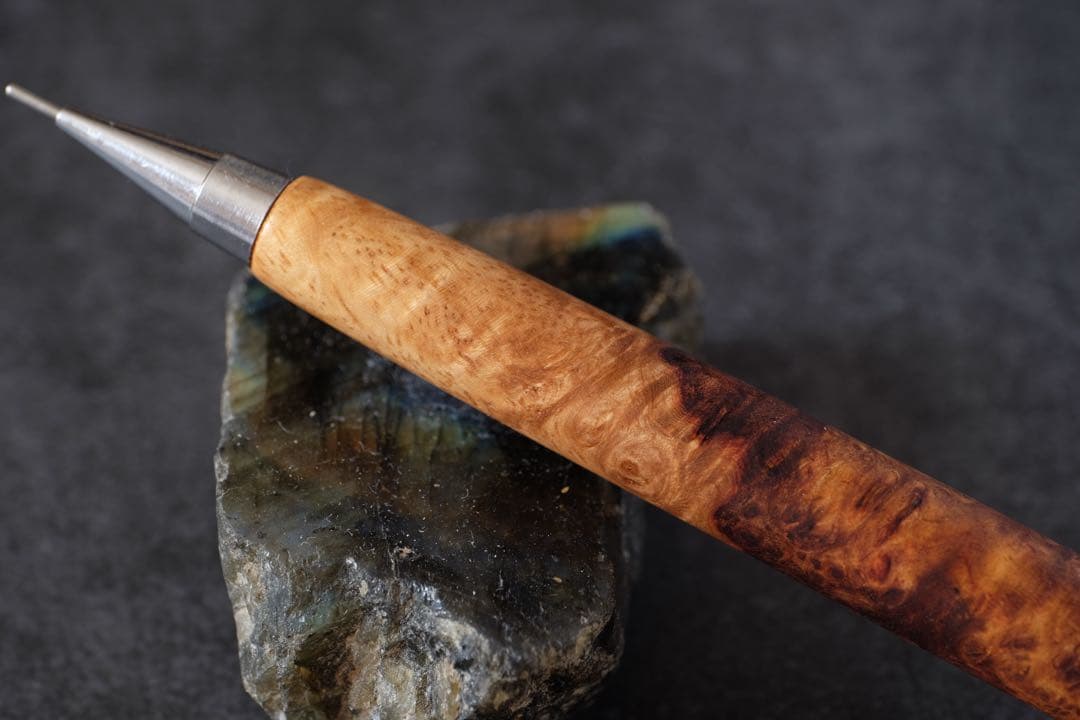 PG5木軸カスタム0225　高村杢工房 製図用シャープペンシル 花梨瘤紅白