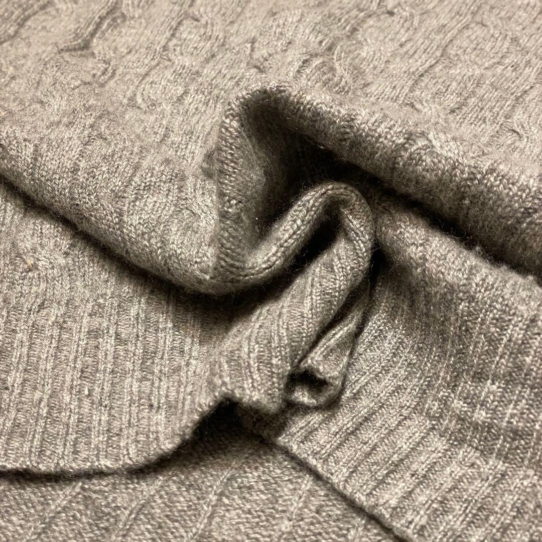 【L】ポロ・ラルフローレン カシミア 100% セーター ケーブルニット グレー