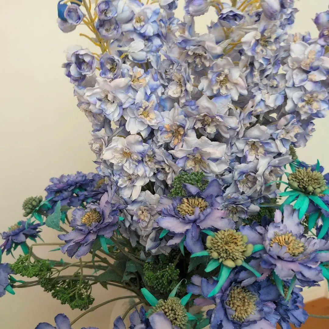 【エミリオ・ロバ】 特大 アーティフィシャルフラワー 花器付き【デルフィニウム】