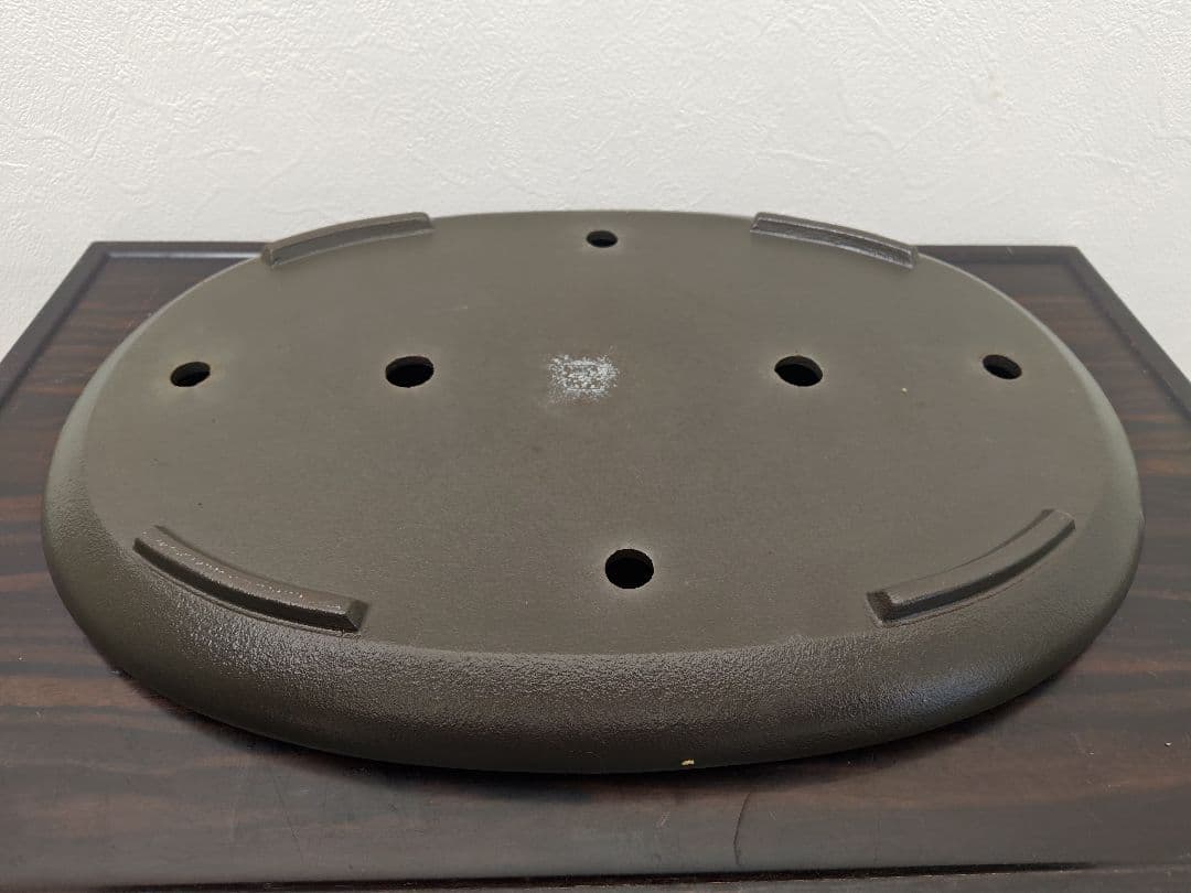陶器製楕円形盆栽鉢 約47cm× 34cm×4.5cm　薄型・大型盆栽鉢