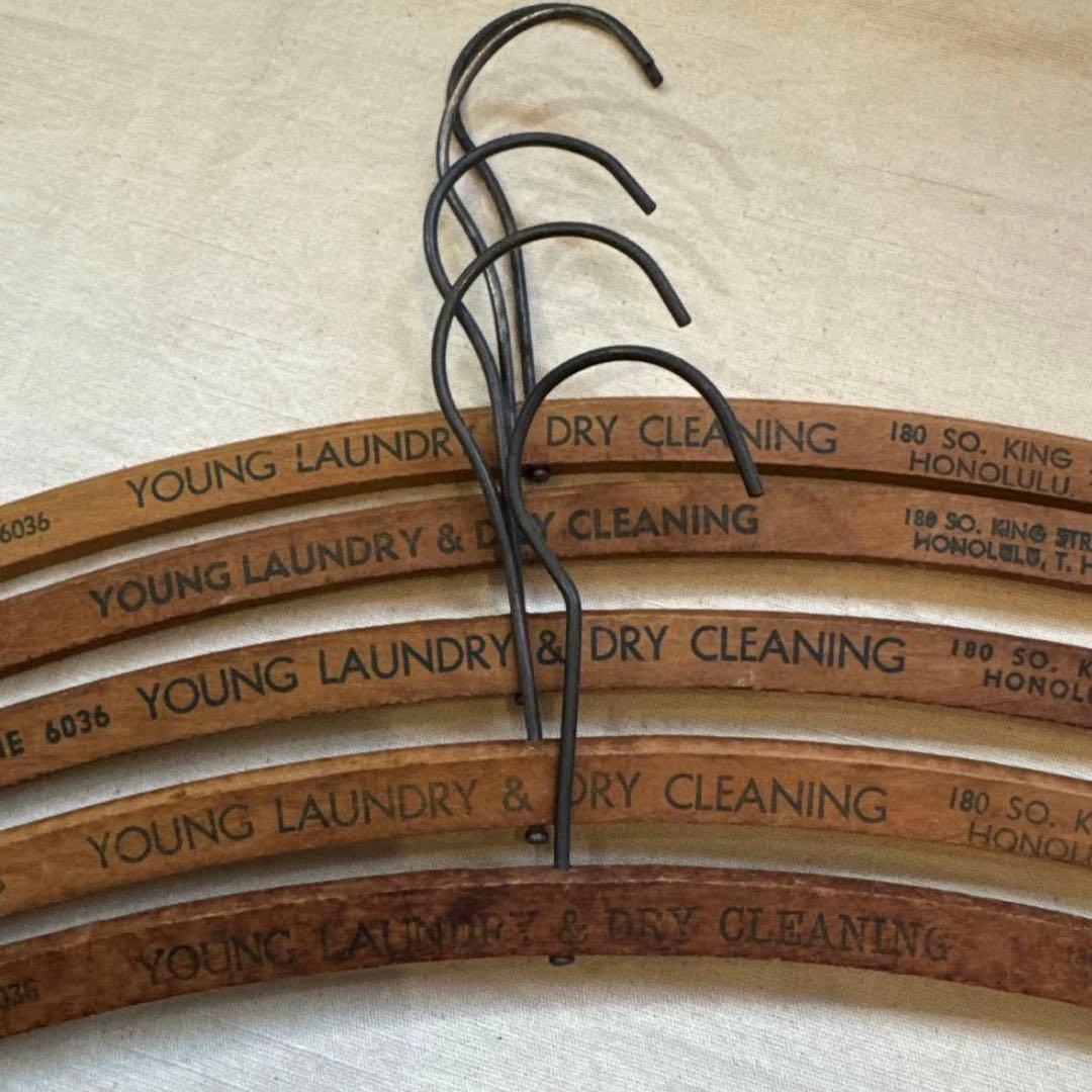 40s VINTAGE HANGER T.H. ハンガー セット 文字入