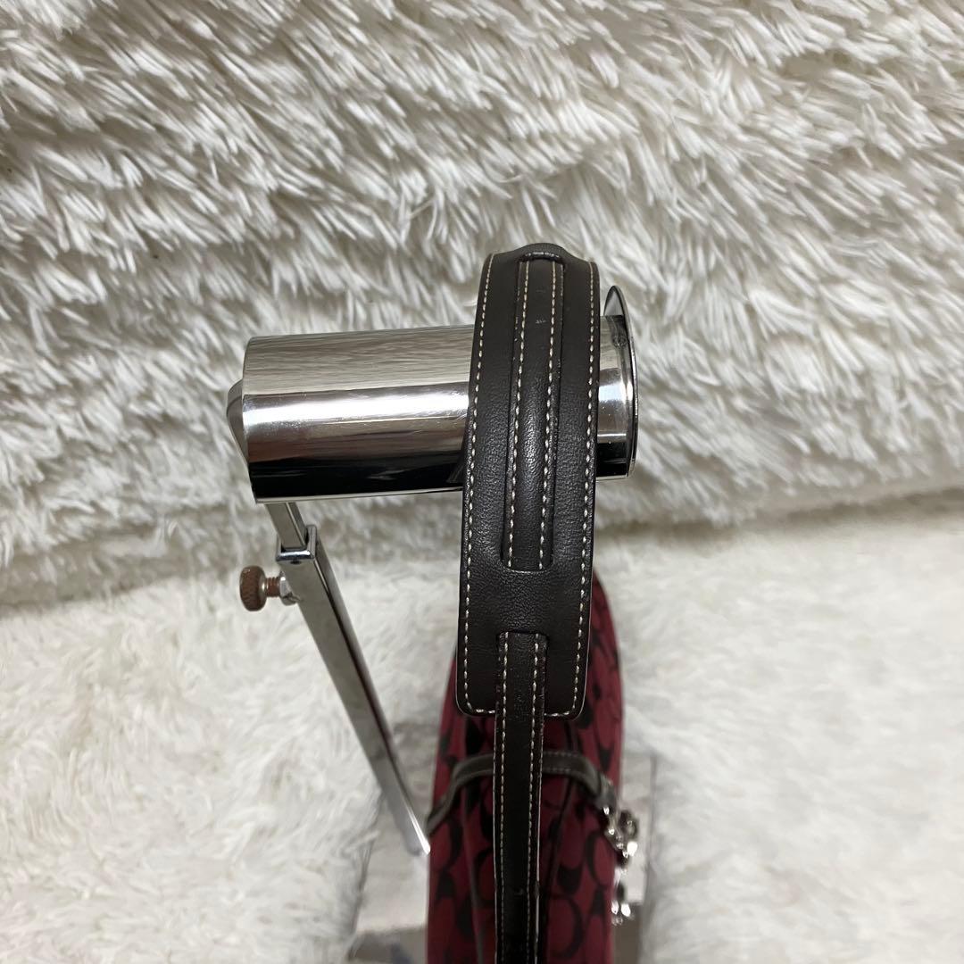 COACH 6091 シグネチャー ワンショルダーバッグ 赤 キャンバス レザー