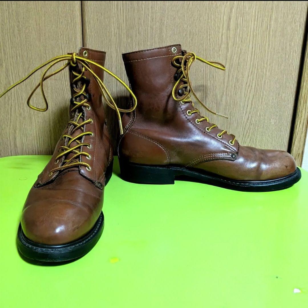 CAROLINA ワークブーツ ブラウン USA製 US8 踵 靴紐 新品