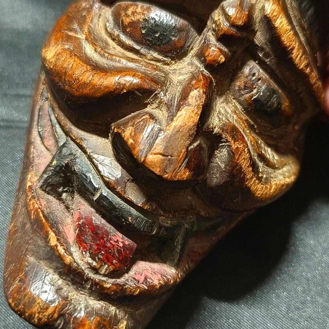 タバコ根付 木彫お面 江戸骨董 古美術 アンティーク 博物館クラス 極上珍品