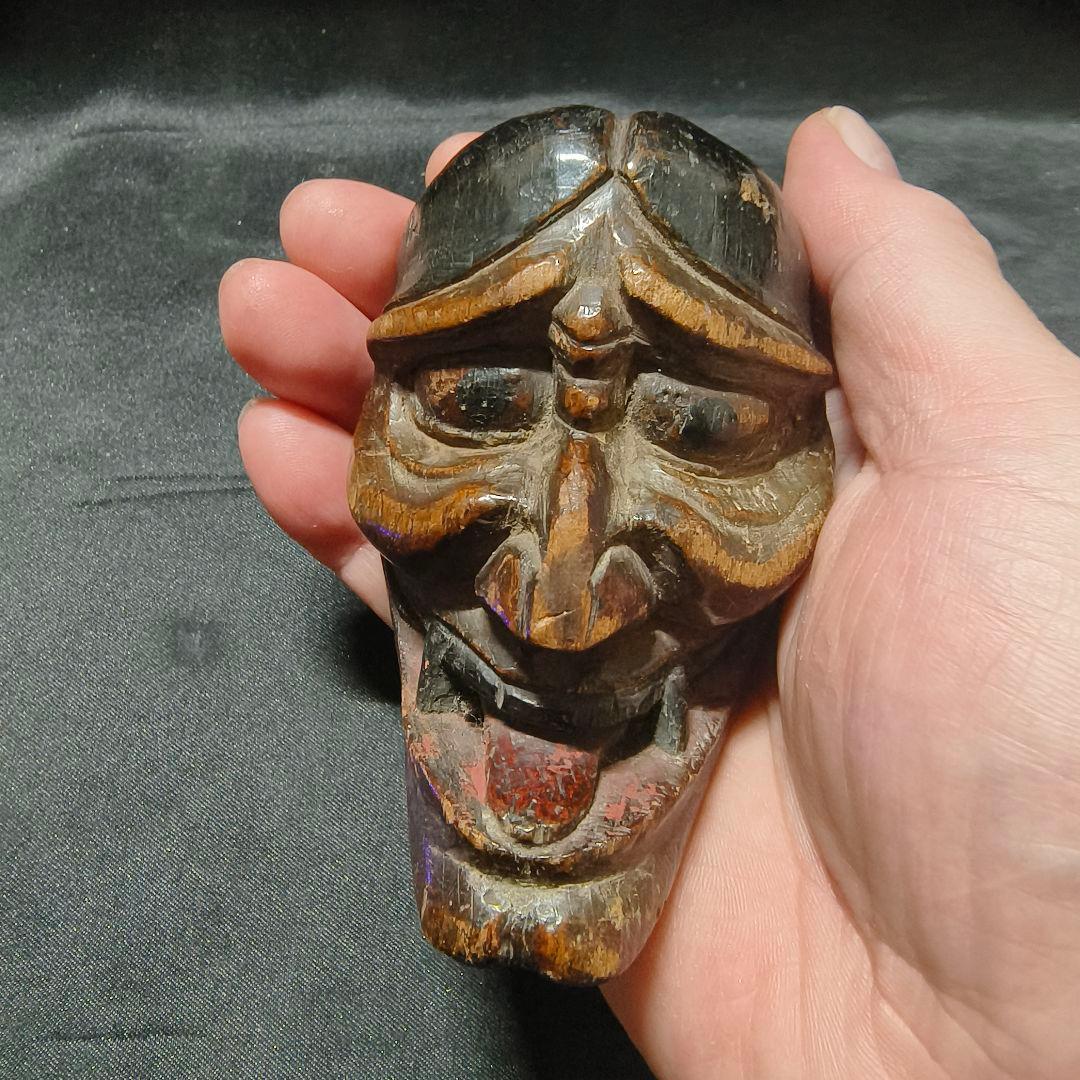 タバコ根付 木彫お面 江戸骨董 古美術 アンティーク 博物館クラス 極上珍品