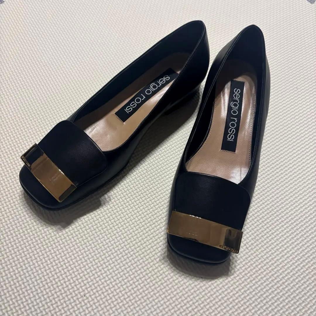 ◎美品 セルジオロッシ SR1 BALLERINA フラットパンプス 黒35