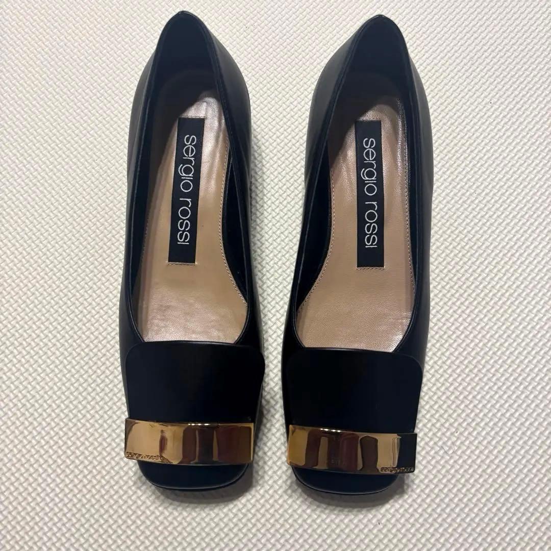 ◎美品 セルジオロッシ SR1 BALLERINA フラットパンプス 黒35