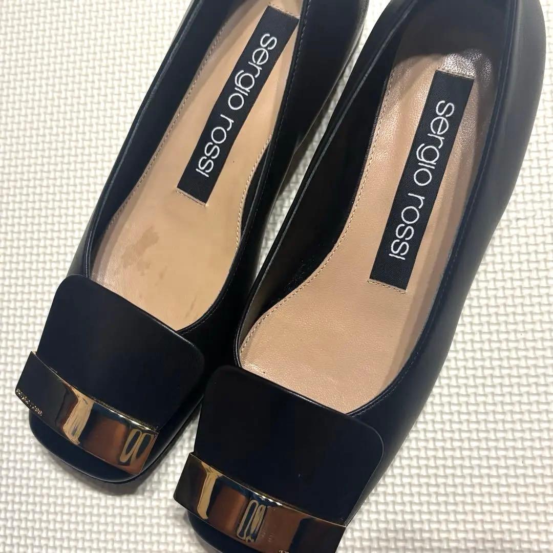 ◎美品 セルジオロッシ SR1 BALLERINA フラットパンプス 黒35
