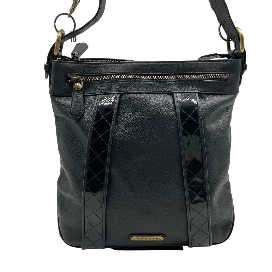 美品 バーバリー ワンショルダーバッグ ベルト ノバチェック レザー ブラック
