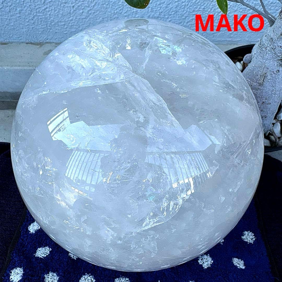M1800☆水晶丸玉220mm 14.2Kg☆ブラジル・コリント産☆天然石　原石