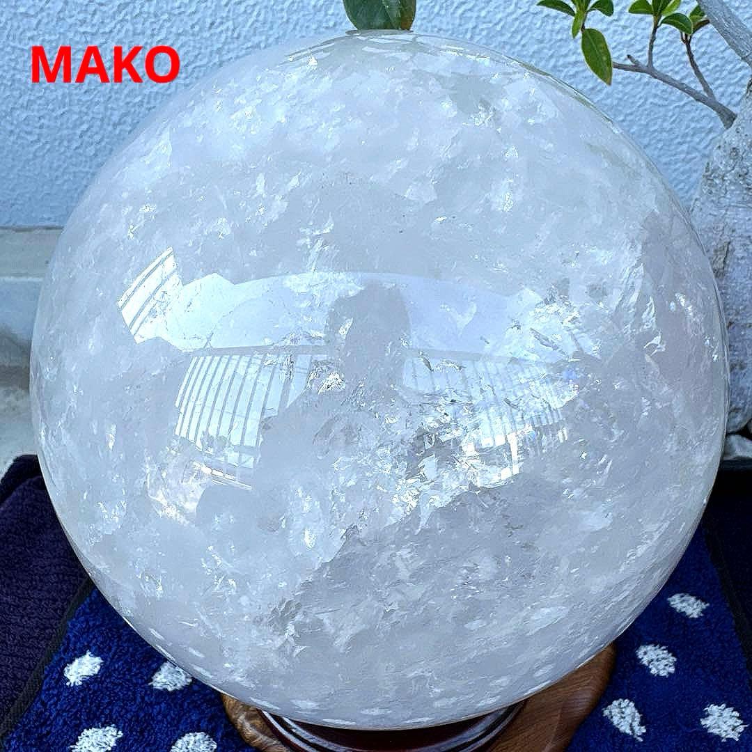 M1800☆水晶丸玉220mm 14.2Kg☆ブラジル・コリント産☆天然石　原石