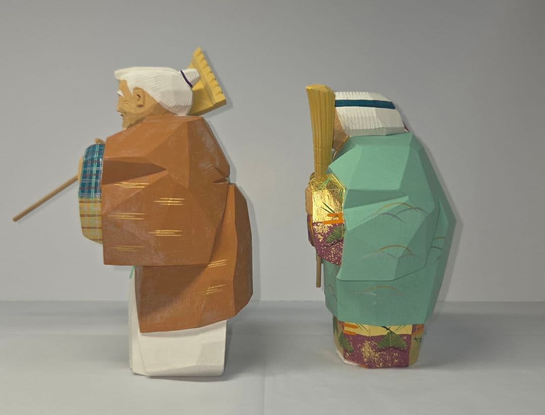 高砂　奈良一刀彫　人形　木工　金箔　松園