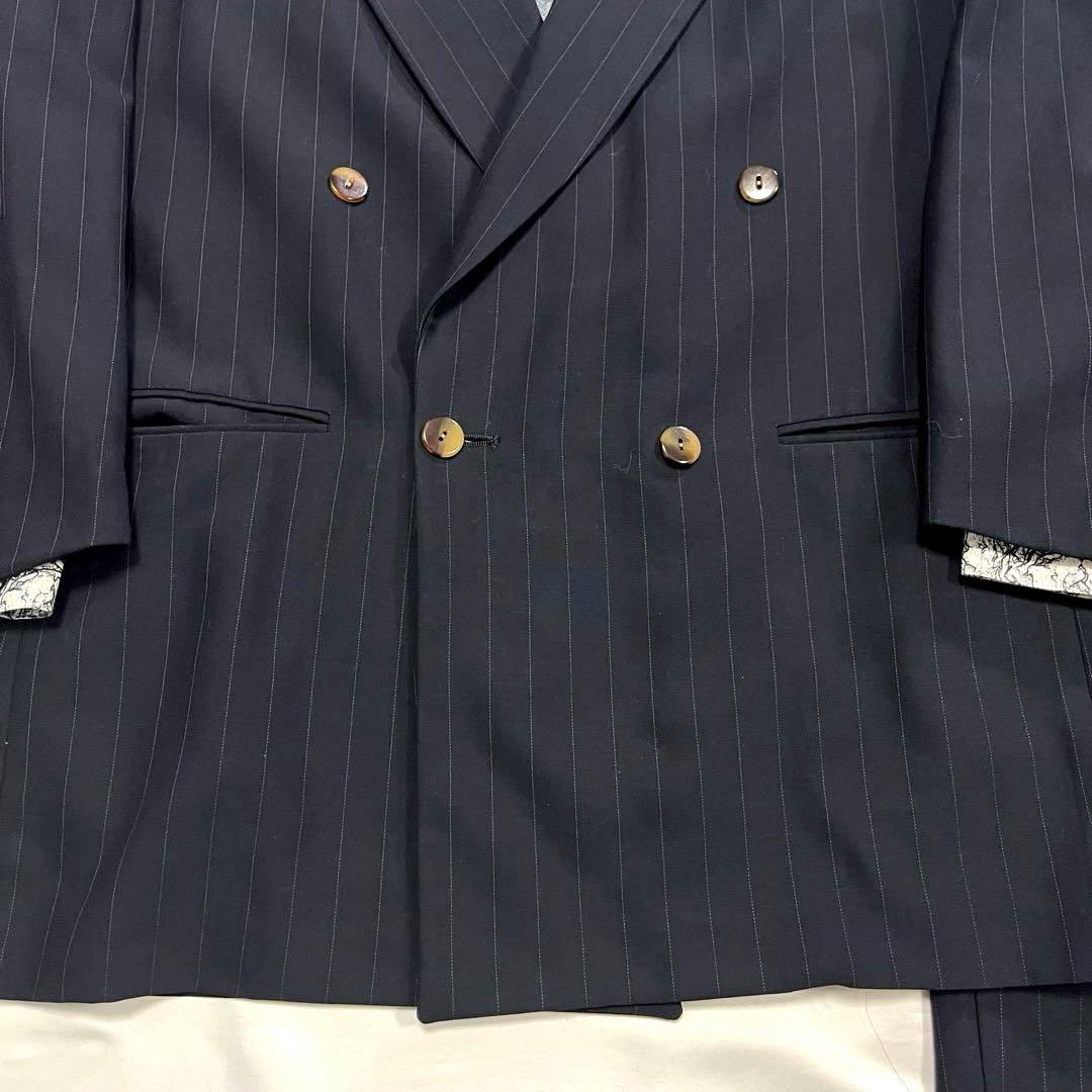 【vintage】セットアップ　スーツ　ダブル　ストライプ　ピンズ　90s