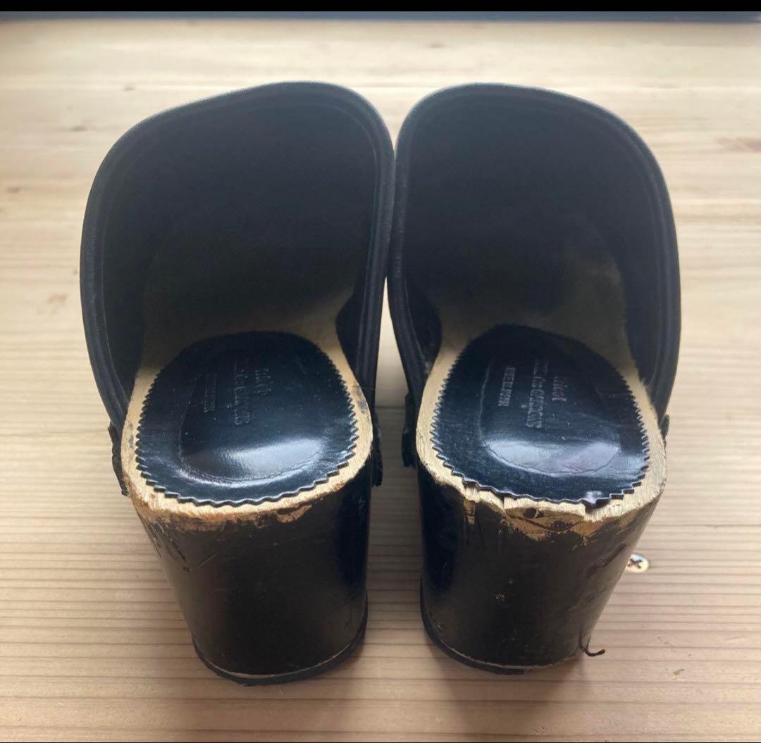 JUNYA WATANABE 黒 レザー サボ・クロッグサンダル