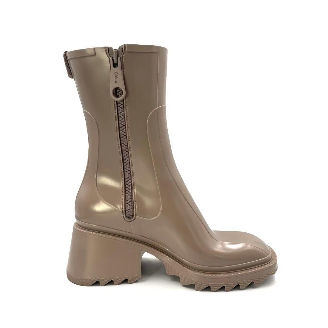 《超美品》Chloe クロエ ベティ レインブーツ サイドジップ ベージュ 40