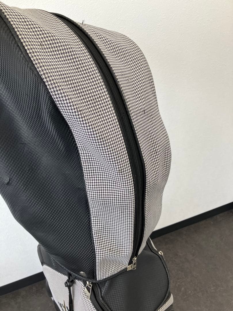 値下！XXIO ダンロップ　キャディバッグ スタンド型　千鳥柄　モノトーン　白黒