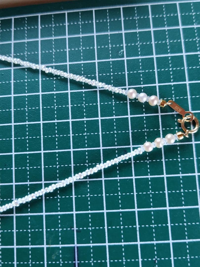 K18 アコヤ真珠ケシパール、あこや砂芥子パールの、オメガ風ネックレス