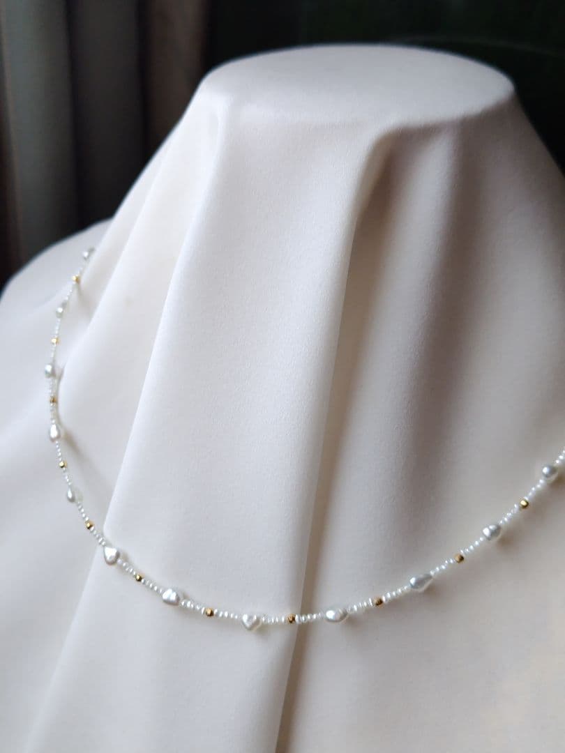 K18 アコヤ真珠ケシパール、あこや砂芥子パールの、オメガ風ネックレス