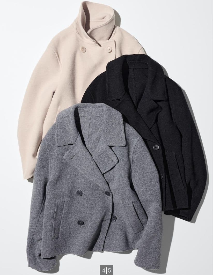 新品 ダブルフェイスショートコートリラックスフィット ネイビー Lサイズ