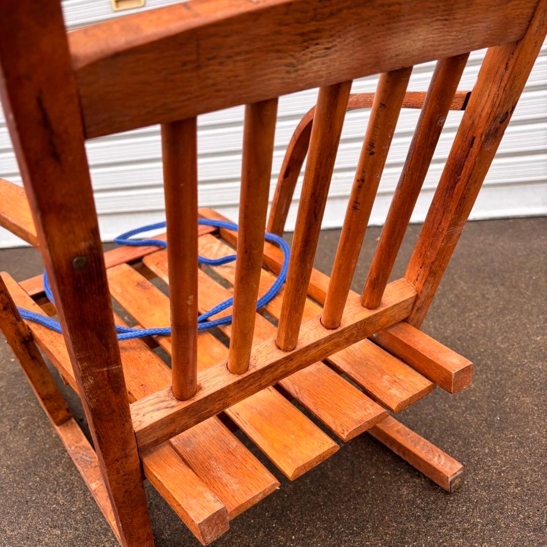 【送料込】昭和レトロ　手押しソリ　木製　そり　アンティーク　インテリア