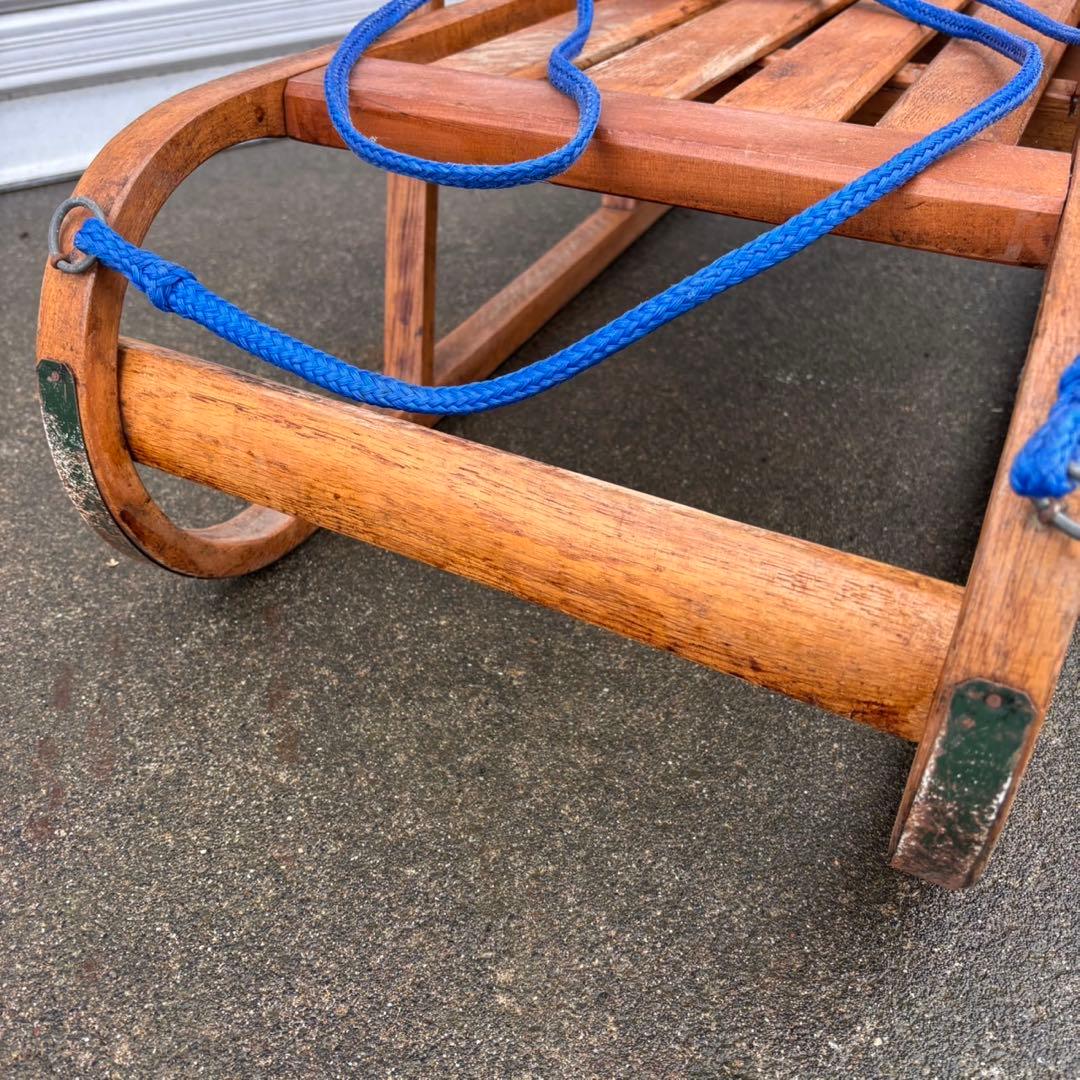 【送料込】昭和レトロ　手押しソリ　木製　そり　アンティーク　インテリア