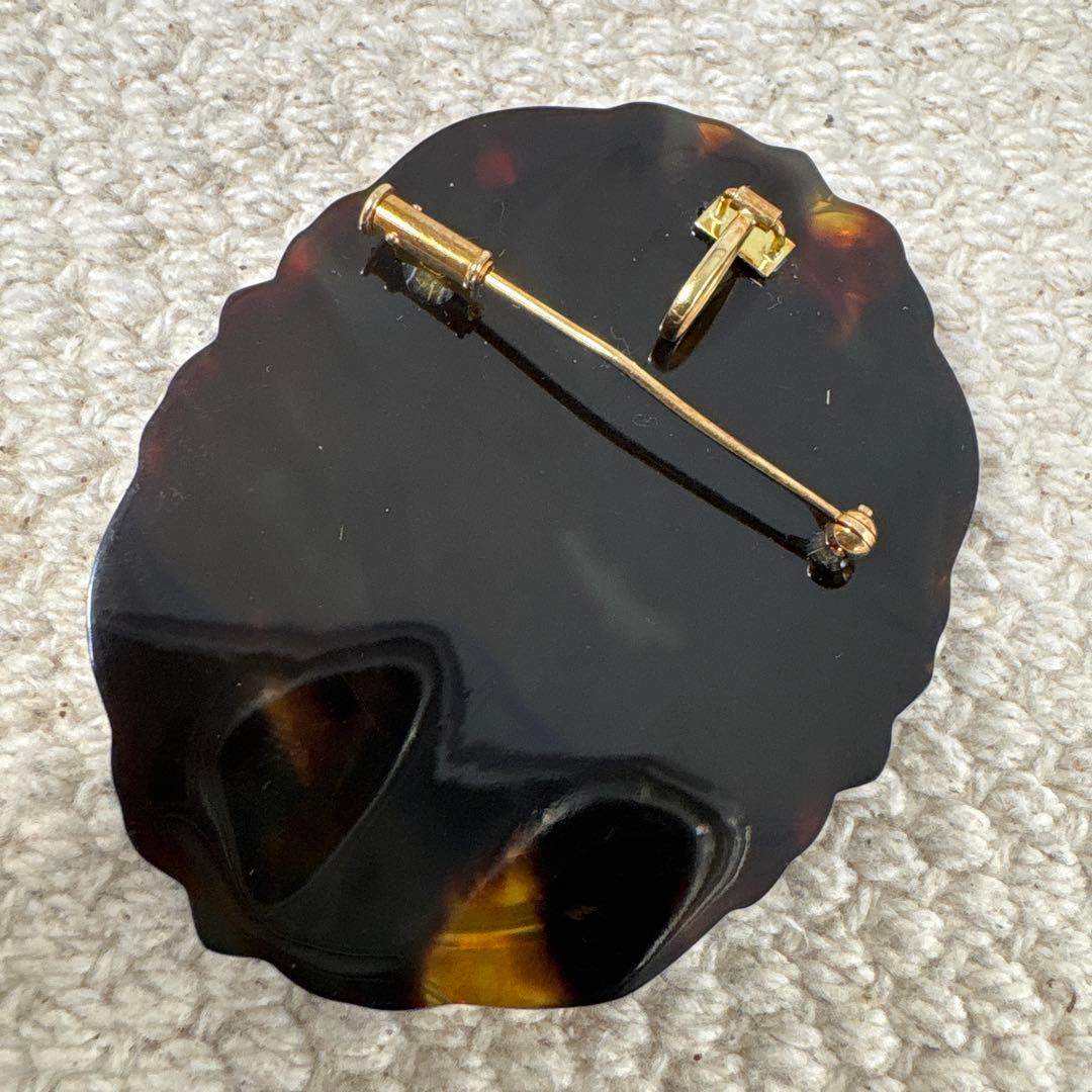 カメオ 鼈甲　K18 ブローチ　ビンテージ　アンティーク