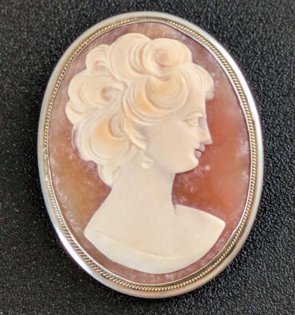 800刻印 カメオブローチ SILVER/PAT.P K18 カメオイヤリング