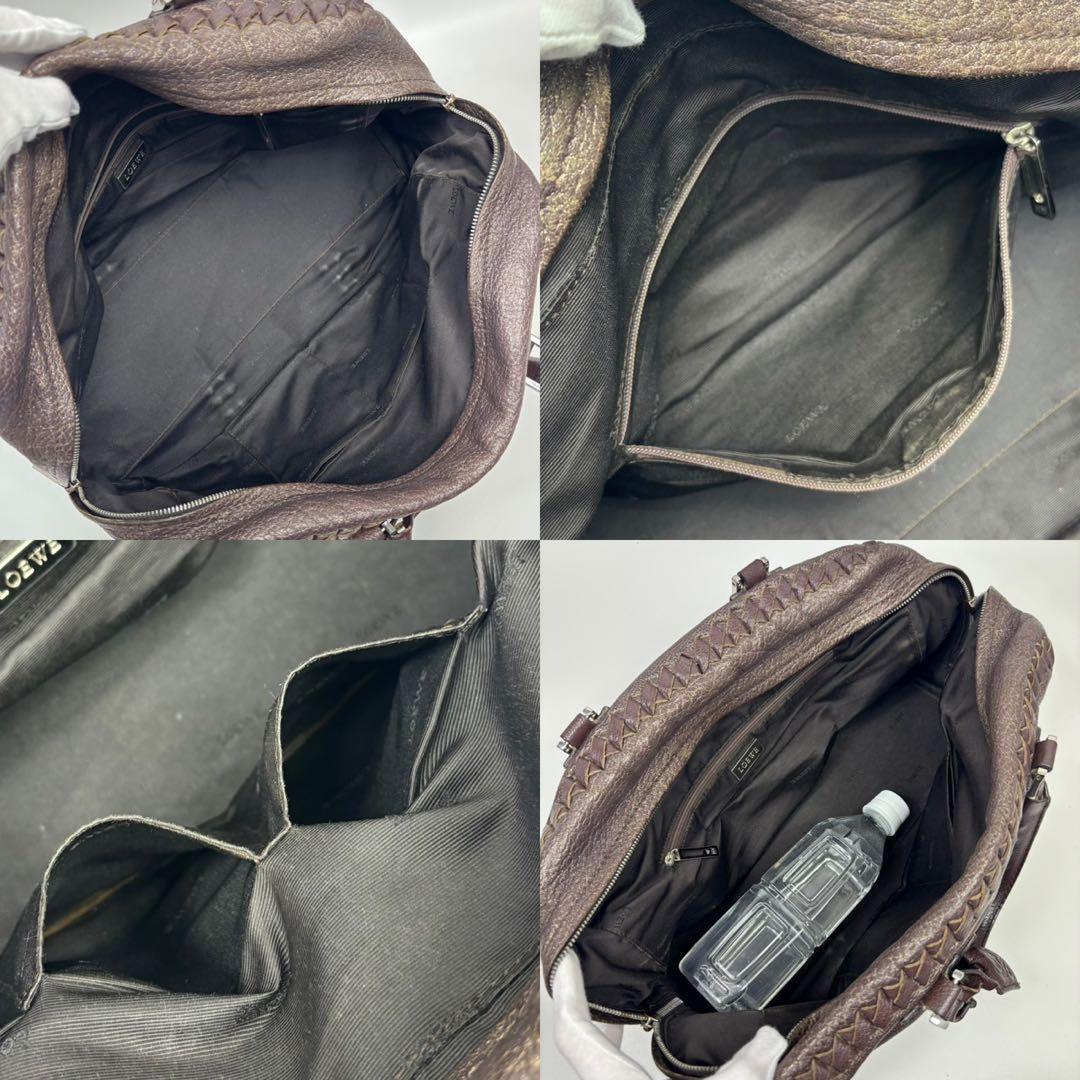 希少 LOEWE アマソナ 36 編み込み ブラウン ハンドバッグ アナグラム