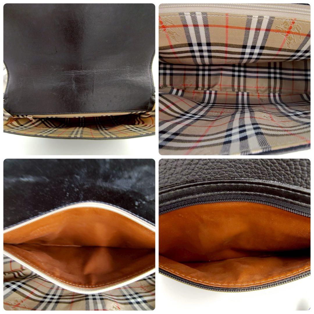BURBERRY バーバリー ショルダーバッグ レザー 旧ロゴ ノバチェック.