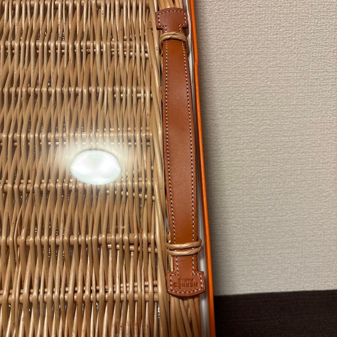 エルメス　レクタンギュラートレー　MM ラタン　ガラス　トレイ