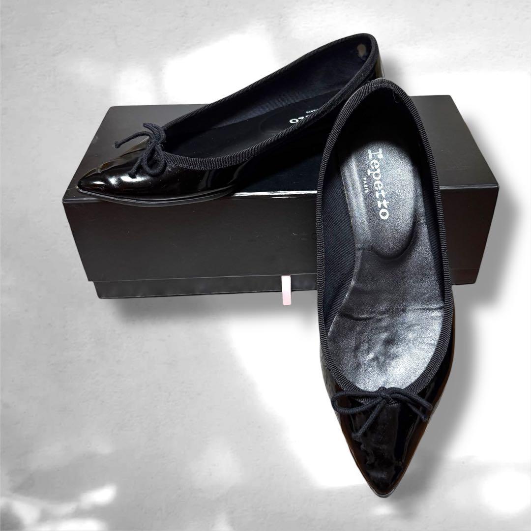 repetto レペット JUNON バレエシューズ ブラックエナメル　牛革