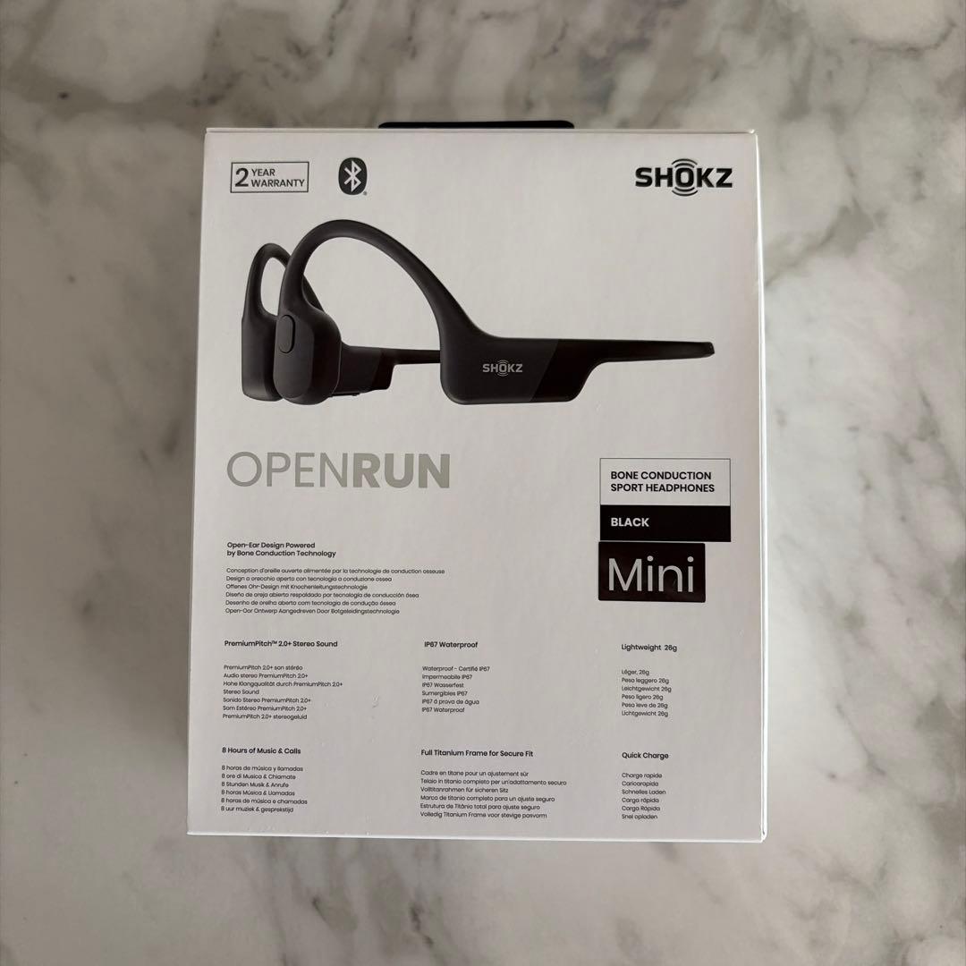 Shokz ワイヤレス骨伝導イヤホン OPEN Run Mini Black