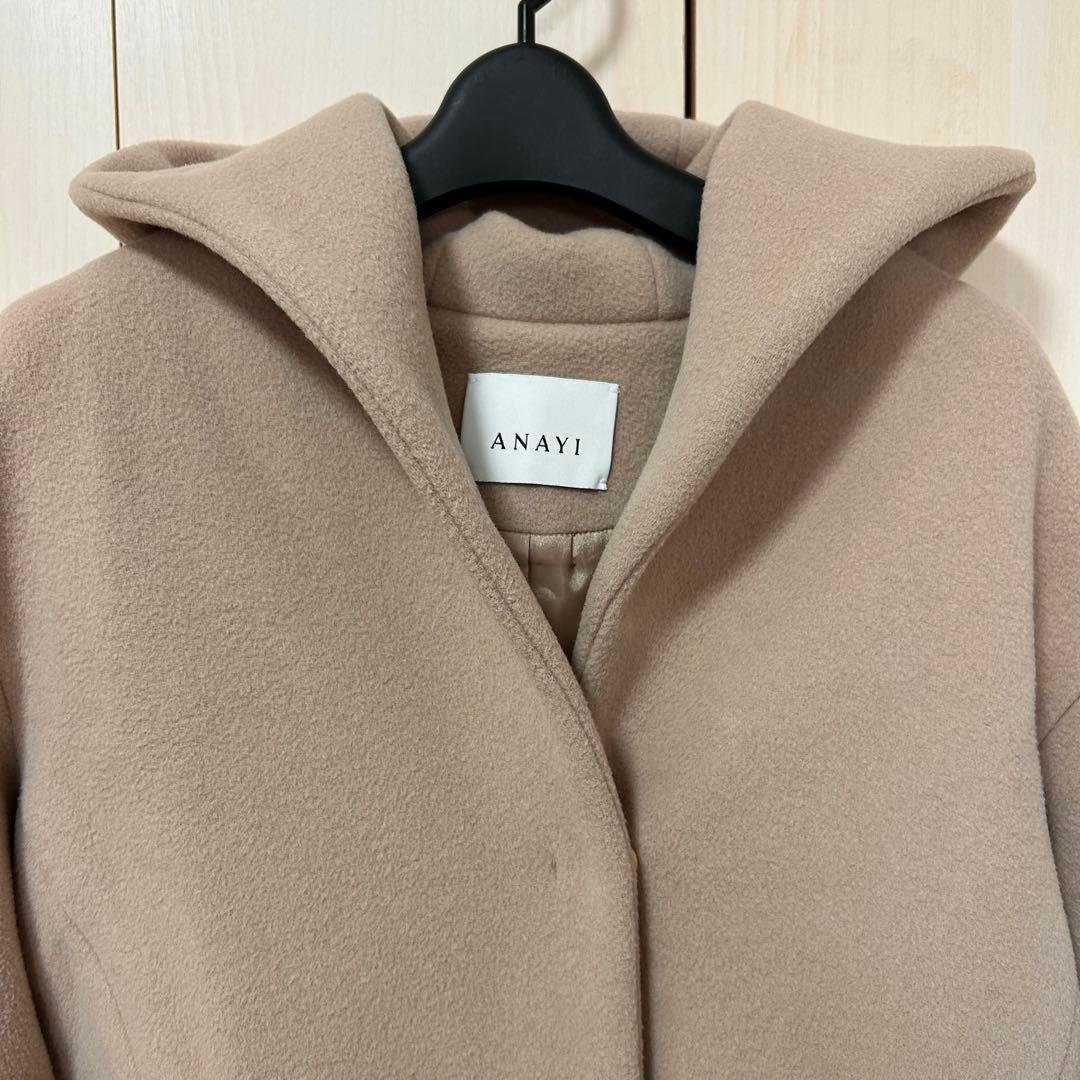 20AW♡ANAYI アナイ ダブルビーバーフードコート 38 キャメル